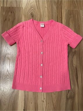 Gymboree Hot Pink Cable Knit Short-Sleeve Cardigan-Gurls 5/6